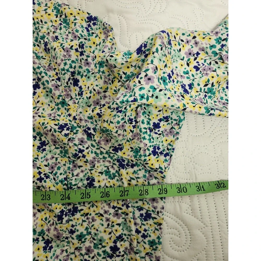 Croft Barrow Womens Top Blouse 3X Purple Floral Button Front 3/4 Sleeve